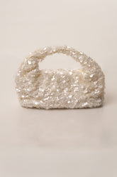 White Main Event Sequin Handbag