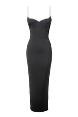 Black Jordin Contrast Midi Dress