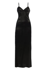 Black Surreal Satin Maxi Dress