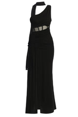 Black Naida Drape Maxi Dress