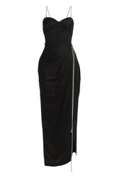 Black Olea Satin Skirt