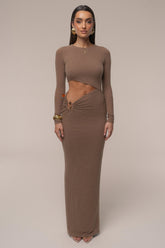 Chocolate Summer Romance Cutout Dress