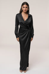 Black Arabella Satin Maxi Dress