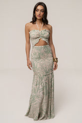 Green Print Emma Smocked Maxi Dress