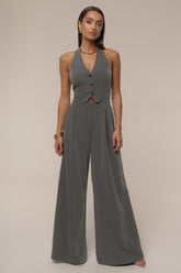 Grey Classic Pinstriped Jumpsuit