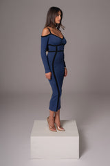 Navy Debora Knit Midi Dress