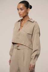 Tan Oasis Collared Crop Top