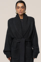 Black Hazel Knit Cardigan