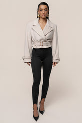 Beige Sharp Presence Crop Jacket