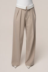 Beige Command Pleat Trouser