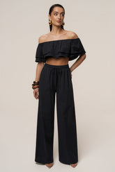 Black Marina Two-Piece Pant Set