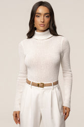 White Carli Turtle Neck Top