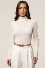White Carli Turtle Neck Top