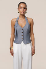 Blue Clean Slate Halter Vest