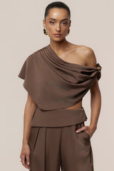 Chocolate Gleam and Glow Satin Top