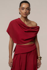 Red Gleam and Glow Satin Top