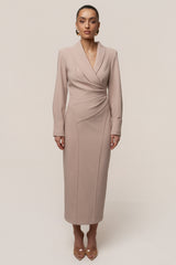 Taupe Manifest Blazer Midi Dress