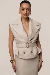 Beige In Focus Belted Vest