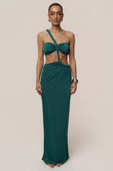 Green Ema One Shoulder Maxi Dress
