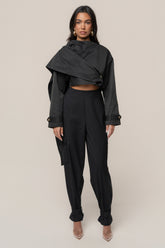Black Autumn Flow Cargo Pants