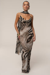 Brown Zebra Print Infinite Journey Maxi Dress