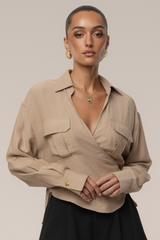 Tan Drift Collared Cargo Top