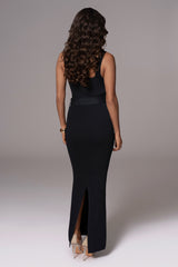 Black Moonrise Ribbed Maxi Dress