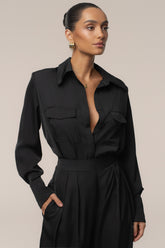 Black Misty Button Up