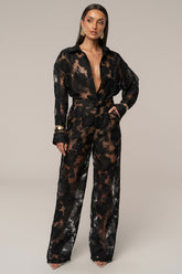 PRE-ORDER Black Organza Floral Pant