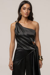 Black Palmera Satin Top