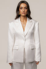White Victoria Satin Blazer
