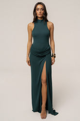 Green Dynasty Slit Maxi Dress