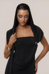 Black Golden Veil Maxi Dress