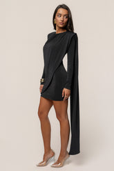 Black Midnight Draped Mini Dress