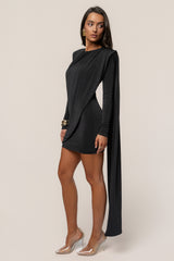Black Midnight Draped Mini Dress