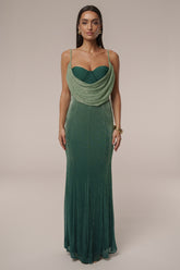 Green Shimmery Nights Maxi Dress