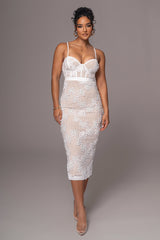 White Angelic Lace Midi Dress