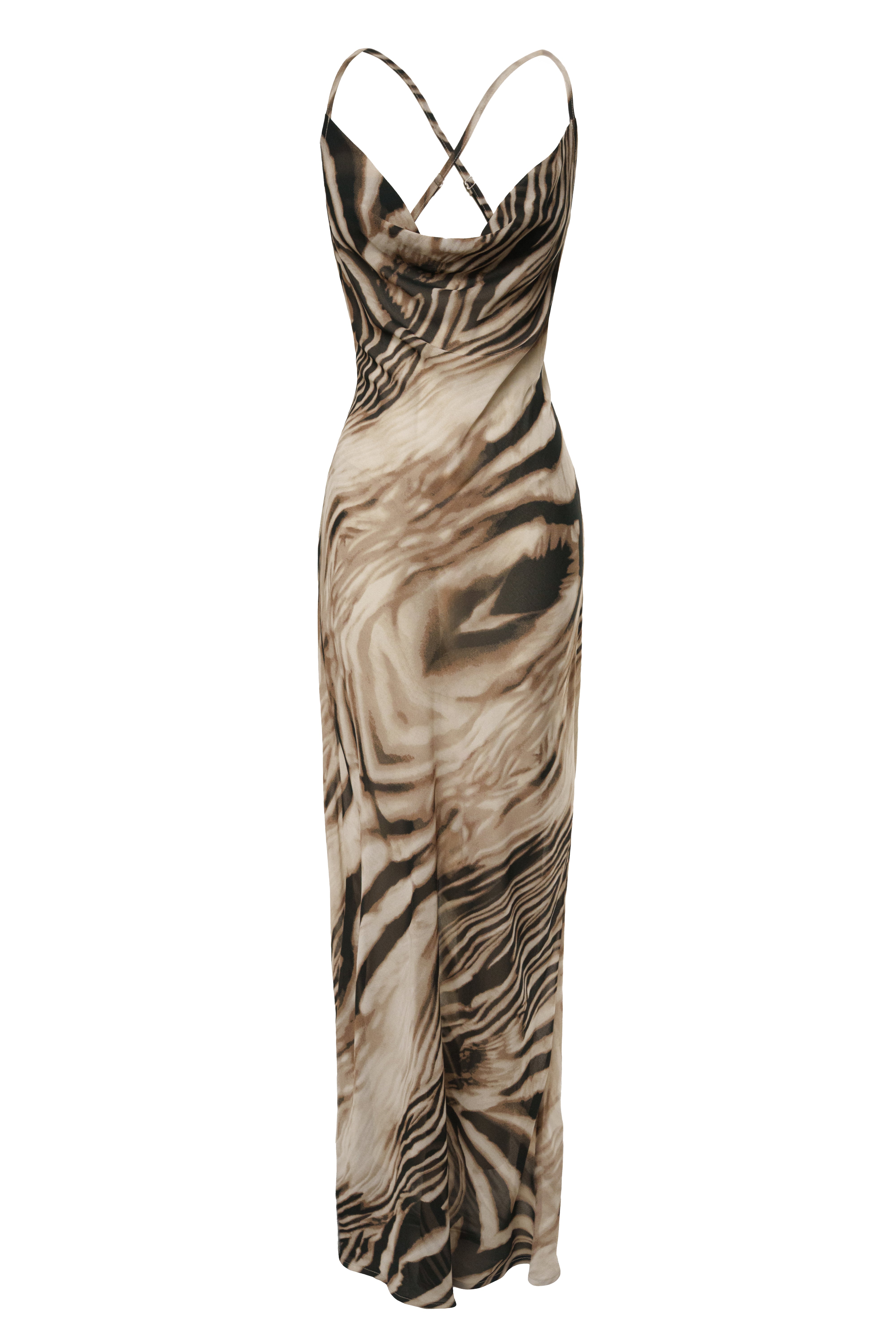 Brown Zebra Print Infinite Journey Maxi Dress