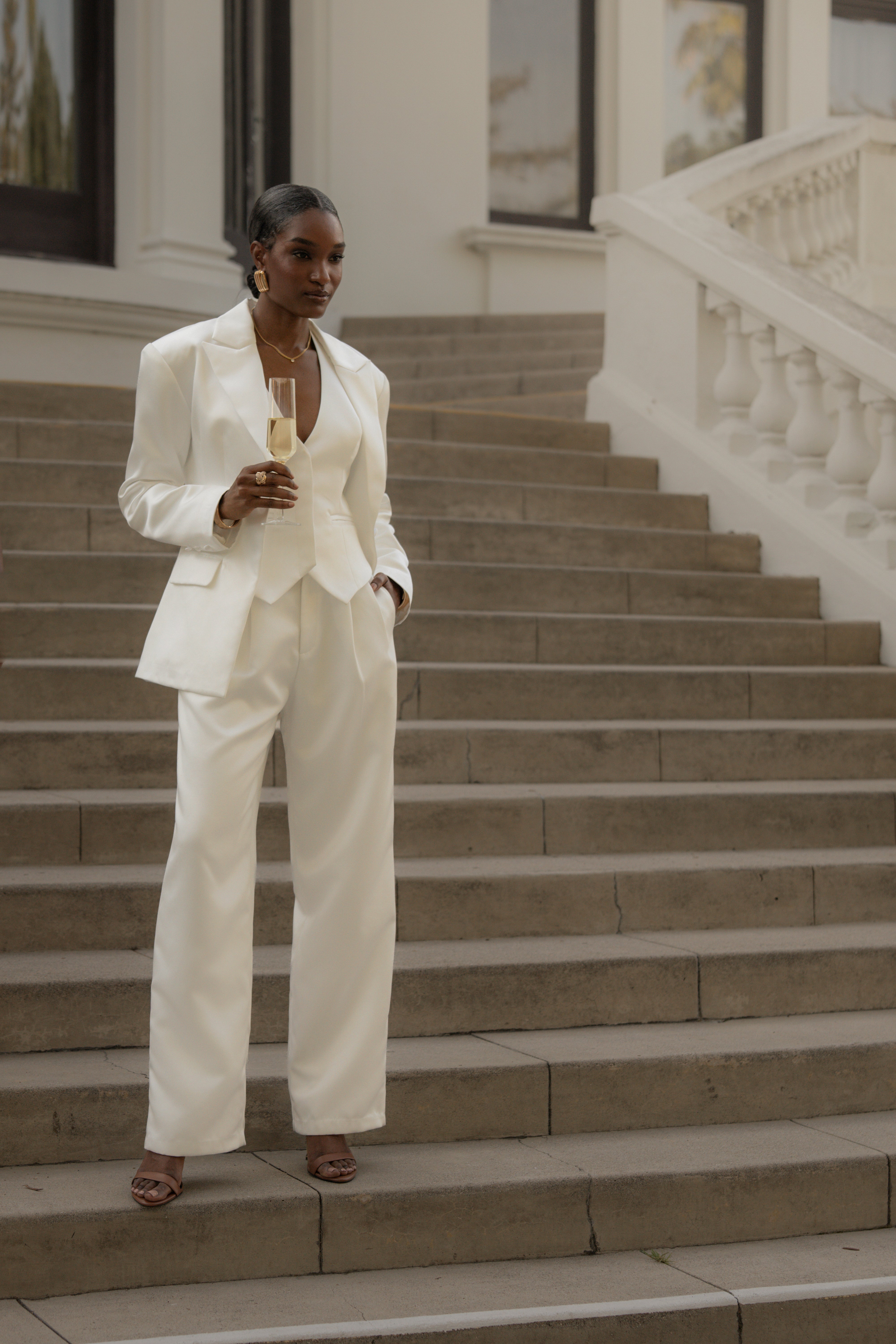 White Victoria Satin Blazer