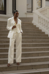 White Victoria Satin Blazer