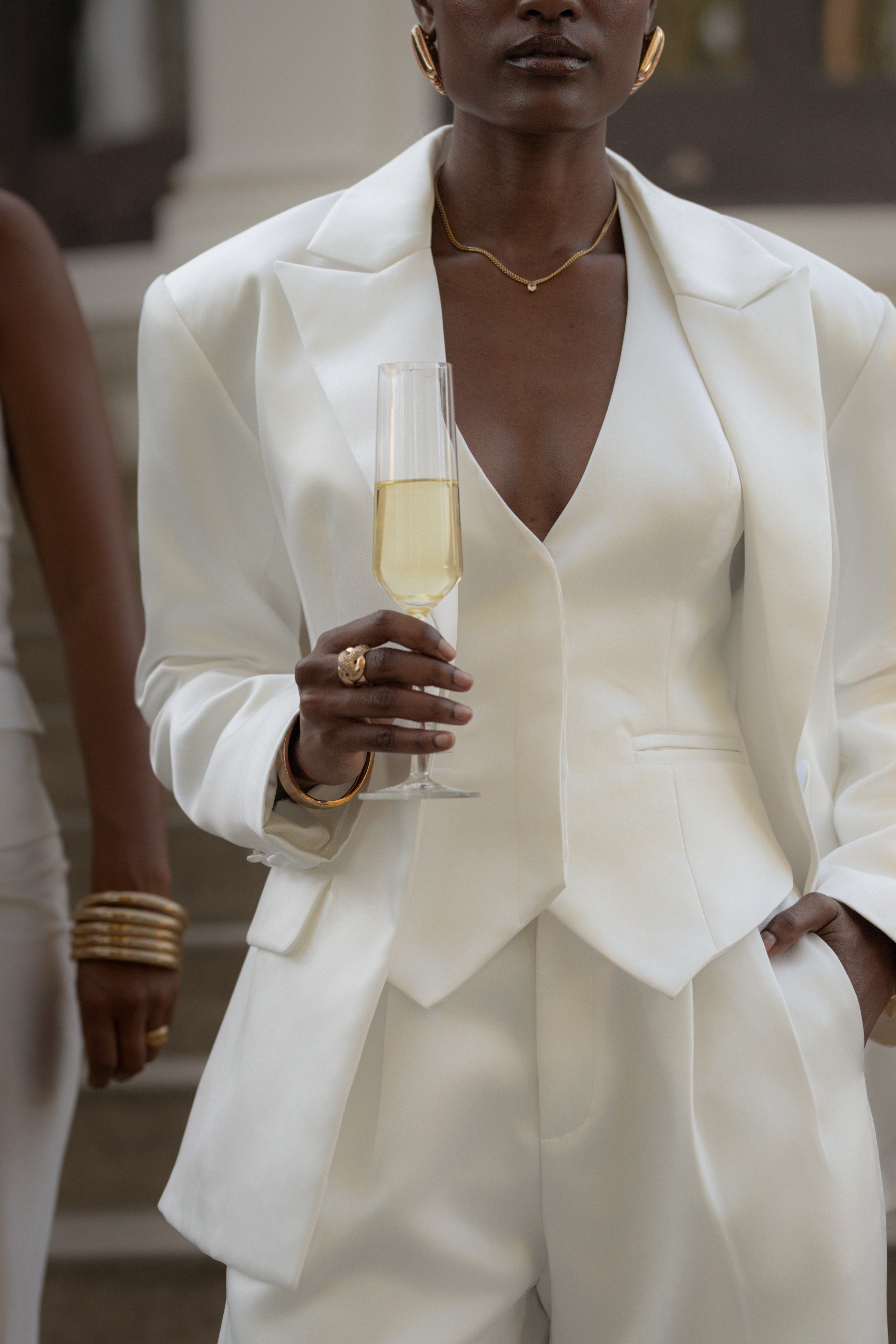 White Victoria Satin Blazer