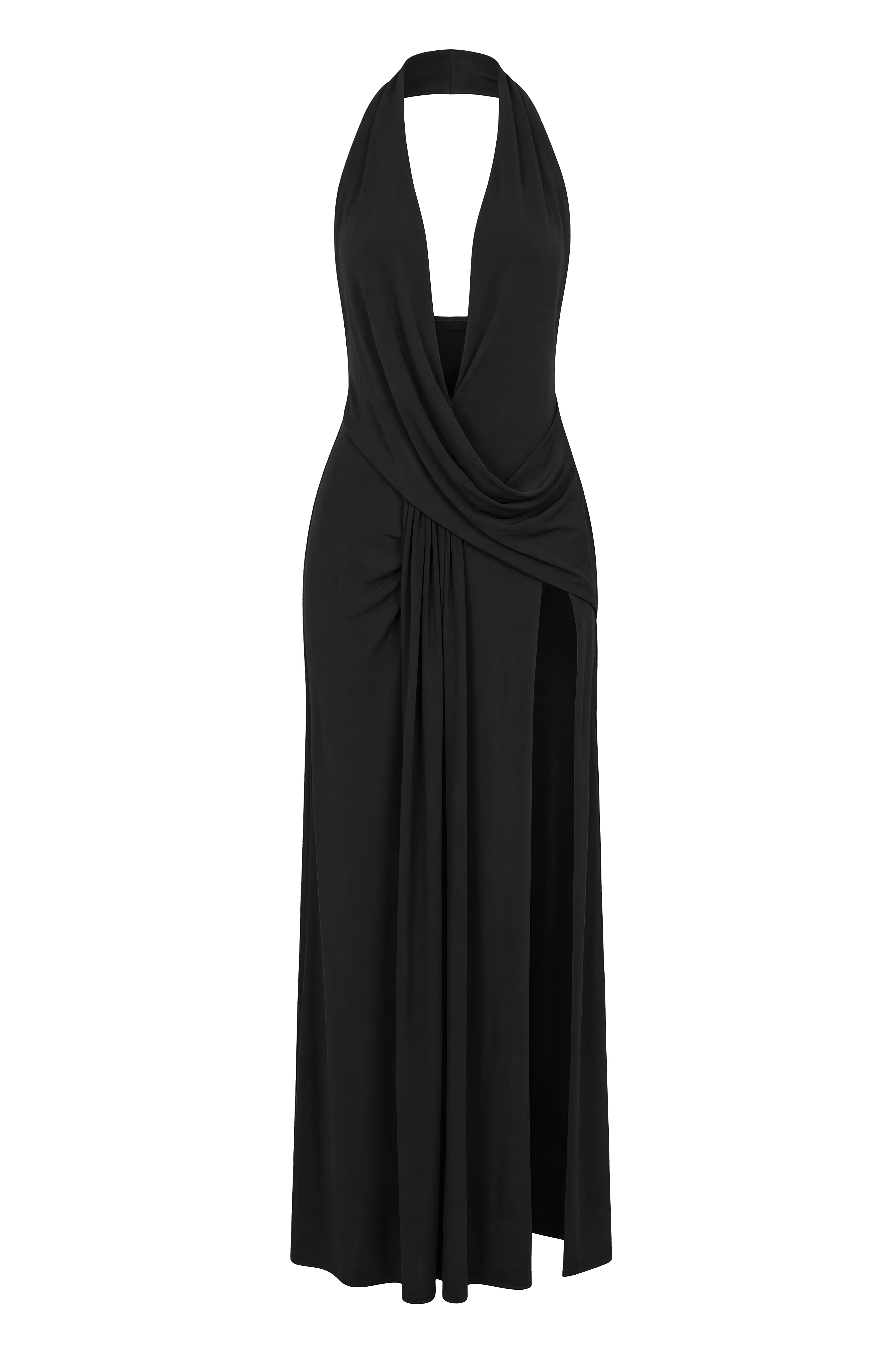 Black Ibiza Halter Maxi Dress