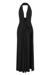 Black Ibiza Halter Maxi Dress