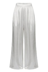 White Satin Bliss Pleated Pant
