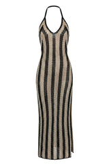 Black/Ivory Luz Halter Crochet Dress