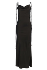 Black Irresistible Satin Maxi Dress