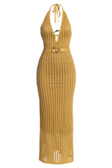 Yellow Oceanic Dream Crochet Maxi Dress