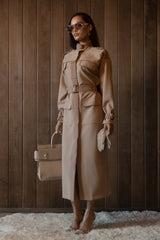Beige Icon Belted Midi Dress