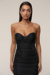 Black Ruched Metallic Maxi Dress