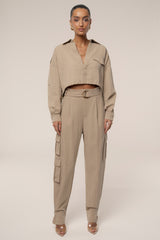 Tan Oasis Collared Crop Top